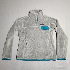 Patagonia Polartec Fleece Hoodie women's size M grey colour with teal decor